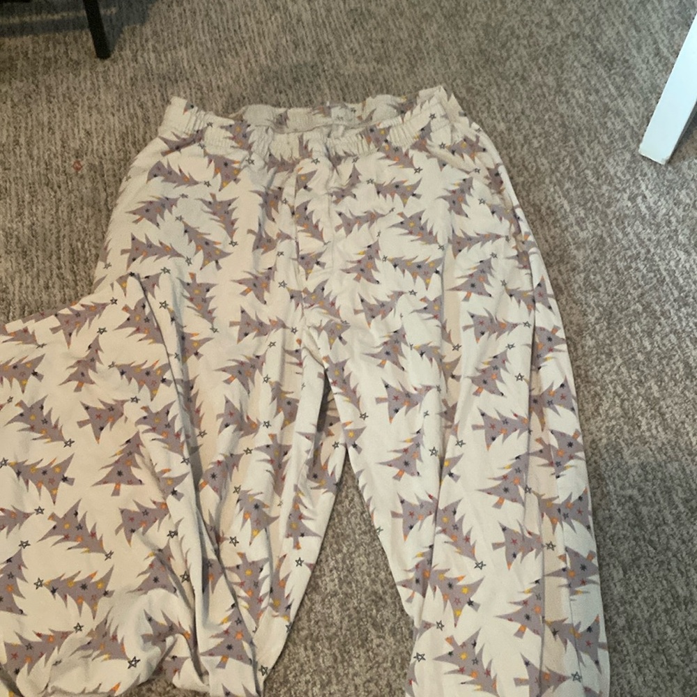 Christmas tree cream colored pajama pants